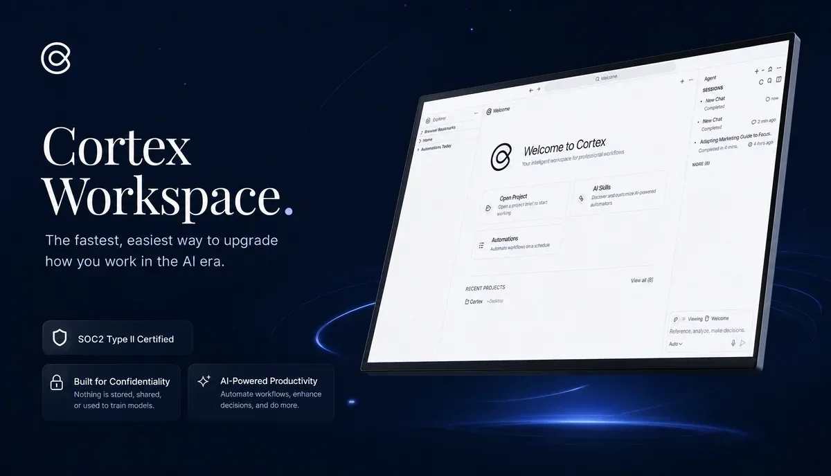 Cortex Workspace floating monitor layout for professional tax workflows