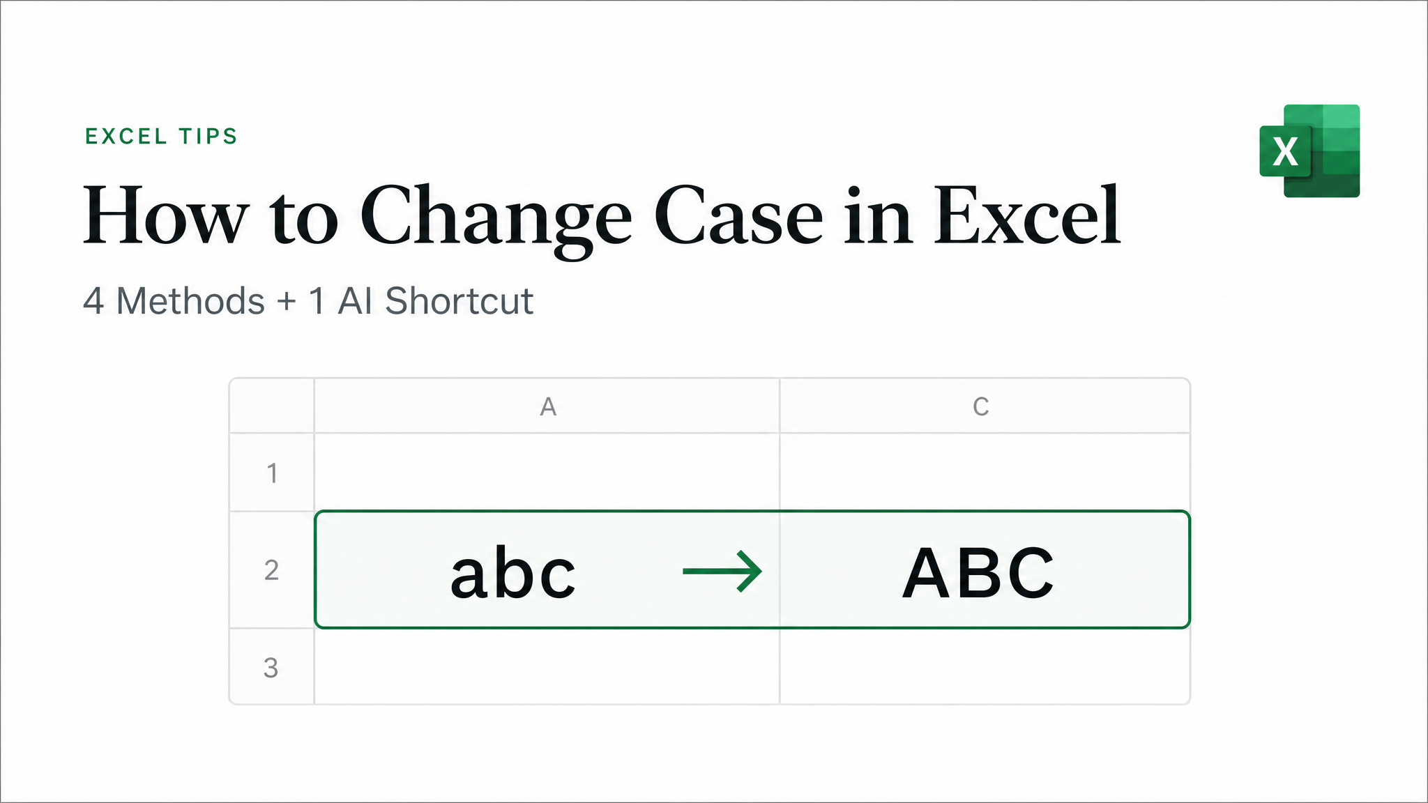 How to Change Case in Excel in 2026 (4 Methods + 1 AI Shortcut)